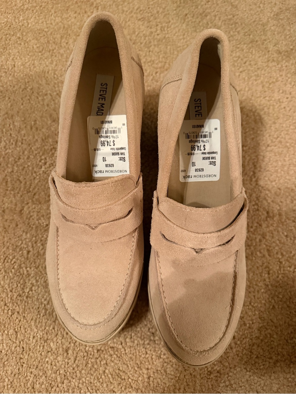Steve Madden Men's Suede Slip-On Penny Loafers - Taupe